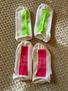 Polo Low-Cut No-Show Socks - Pack of 2 (White with Pink & White with Neon Green)